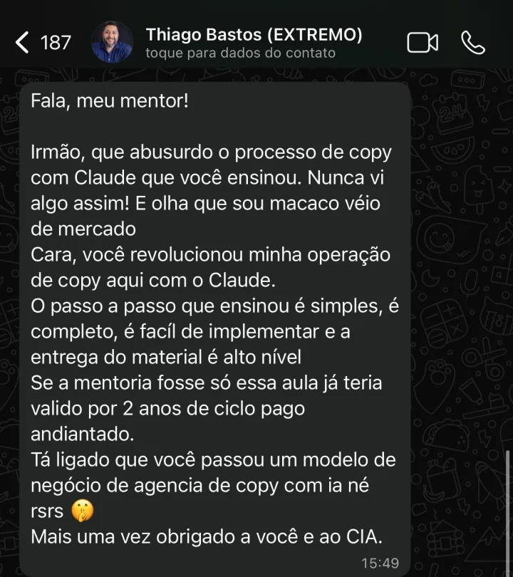Depoimento real de Thiago Bastos, aluno da imersão