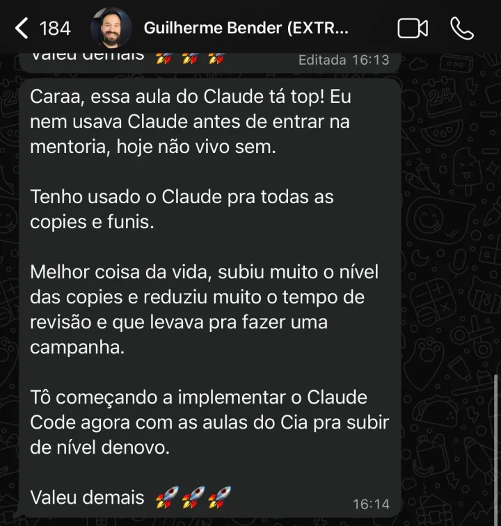 Depoimento real de Guilherme, aluno da imersão