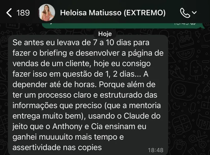 Depoimento real de Heloísa Matiusso, aluna da imersão