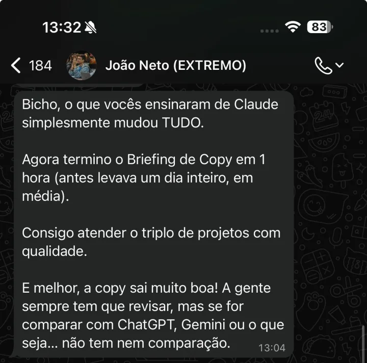 Depoimento real de João Neto, aluno da imersão
