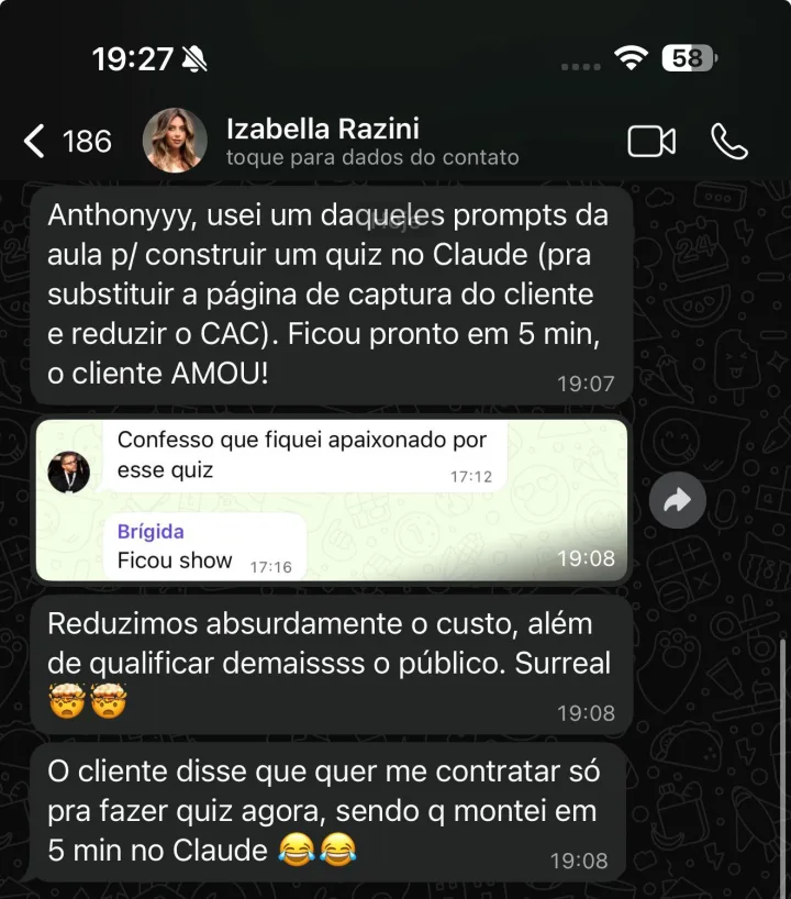 Depoimento real de Izabella Razini, aluna da imersão