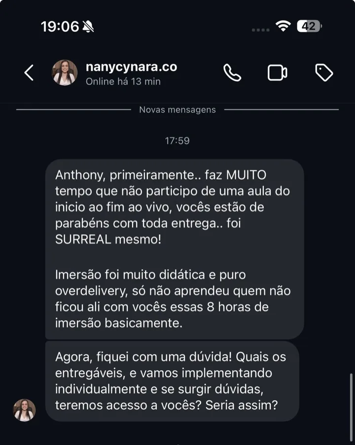 Depoimento real de aluno da turma 3